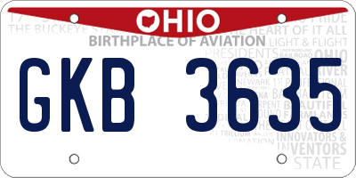 OH license plate GKB3635