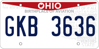 OH license plate GKB3636