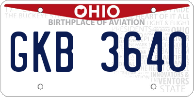 OH license plate GKB3640
