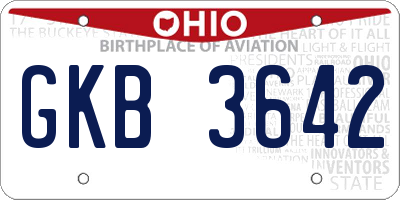 OH license plate GKB3642