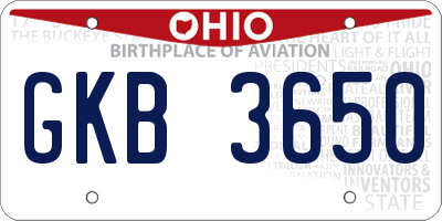 OH license plate GKB3650