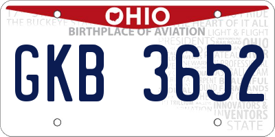 OH license plate GKB3652
