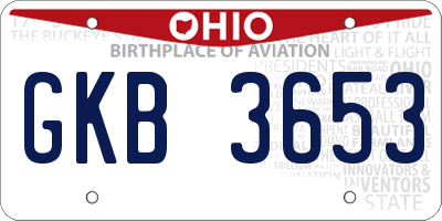 OH license plate GKB3653