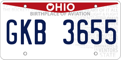 OH license plate GKB3655