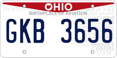 OH license plate GKB3656