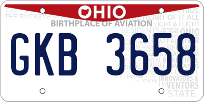 OH license plate GKB3658