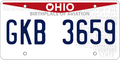 OH license plate GKB3659