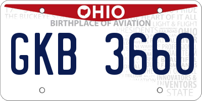OH license plate GKB3660