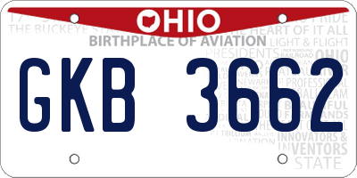 OH license plate GKB3662