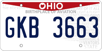 OH license plate GKB3663