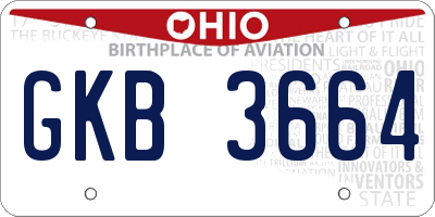 OH license plate GKB3664