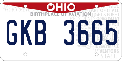 OH license plate GKB3665