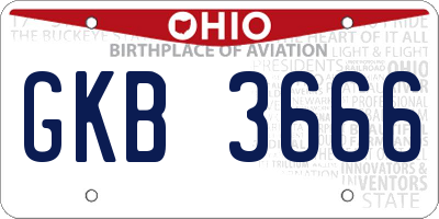 OH license plate GKB3666
