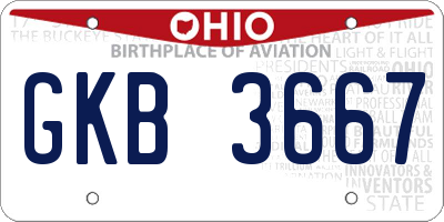 OH license plate GKB3667