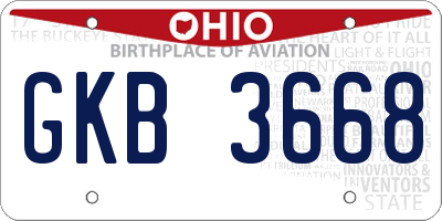 OH license plate GKB3668
