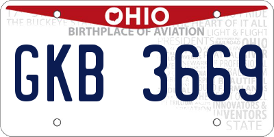 OH license plate GKB3669