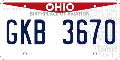 OH license plate GKB3670
