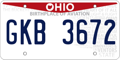 OH license plate GKB3672