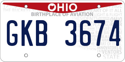 OH license plate GKB3674