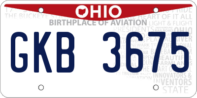 OH license plate GKB3675