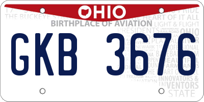 OH license plate GKB3676