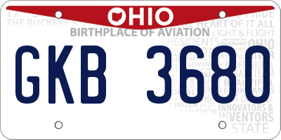 OH license plate GKB3680