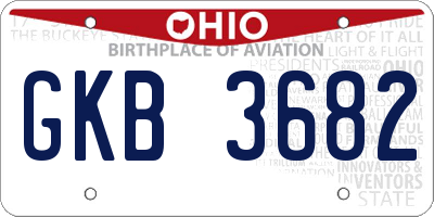 OH license plate GKB3682