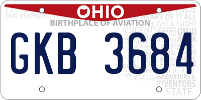 OH license plate GKB3684