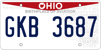 OH license plate GKB3687
