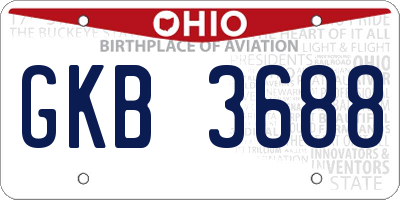 OH license plate GKB3688