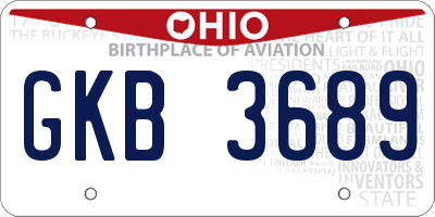 OH license plate GKB3689