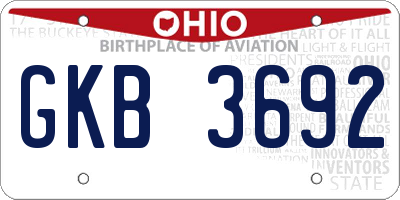 OH license plate GKB3692