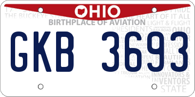 OH license plate GKB3693
