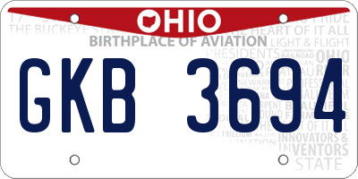 OH license plate GKB3694