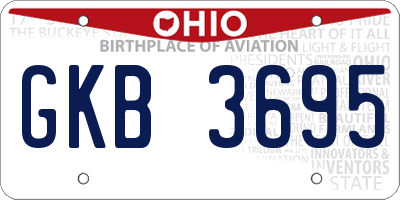 OH license plate GKB3695