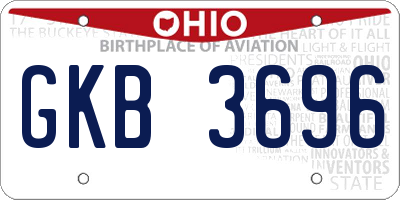OH license plate GKB3696
