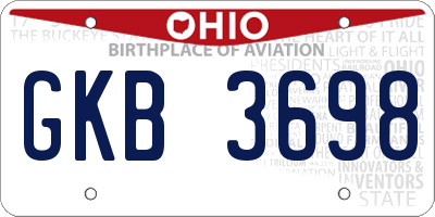 OH license plate GKB3698