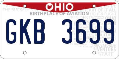 OH license plate GKB3699