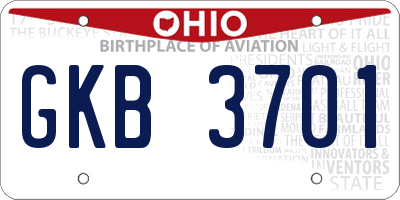 OH license plate GKB3701