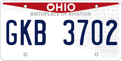 OH license plate GKB3702