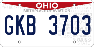 OH license plate GKB3703