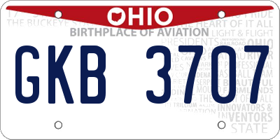 OH license plate GKB3707