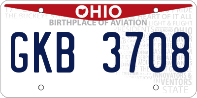 OH license plate GKB3708