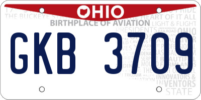 OH license plate GKB3709