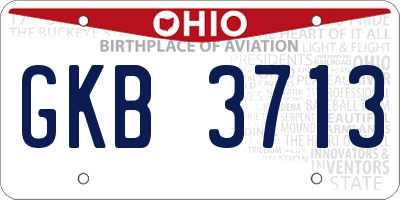 OH license plate GKB3713