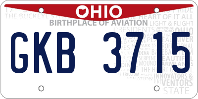 OH license plate GKB3715