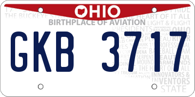 OH license plate GKB3717