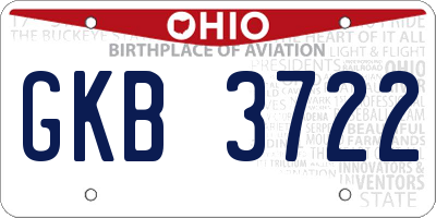 OH license plate GKB3722