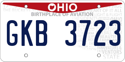 OH license plate GKB3723
