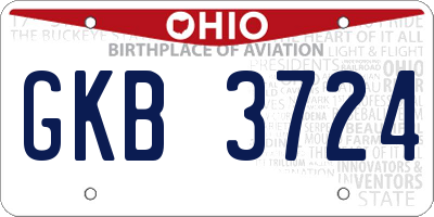 OH license plate GKB3724